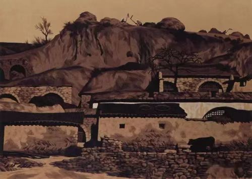 《打谷声声》绝版木刻58cm×80cm 2000年